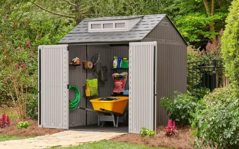 Seasonal shed makeover before and after