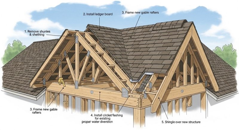 Lay In Gable How to Tie in a Gable Roof to an Existing Roof - House Needy