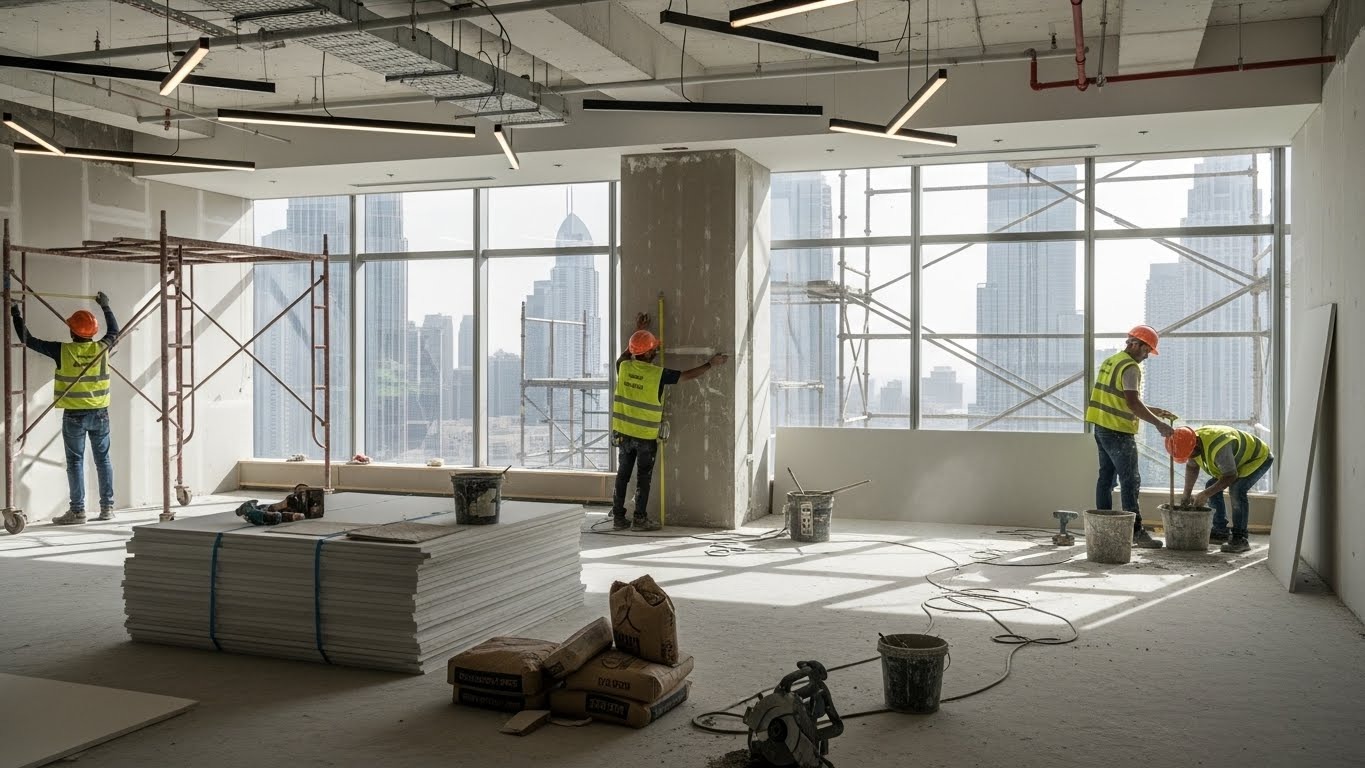 Office renovation layout planning in Dubai