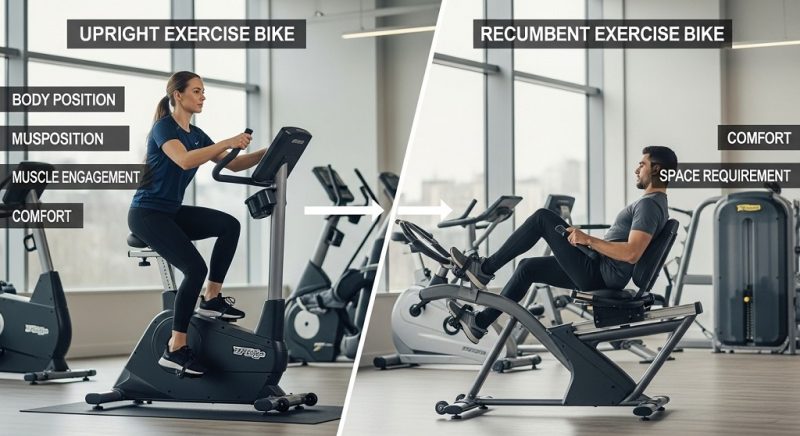 Upright vs recumbent exercise bike comparison chart