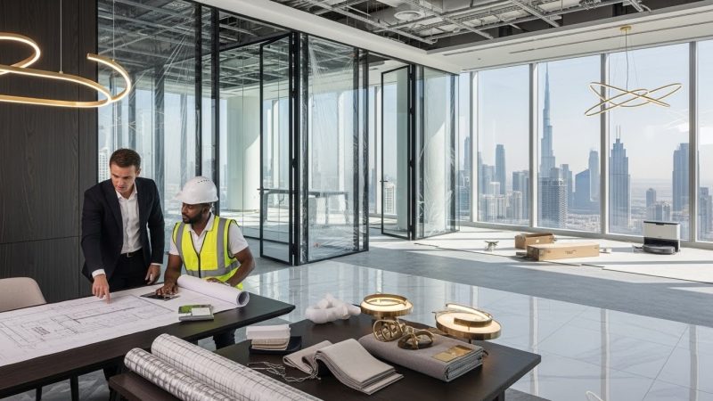 Modern office interior renovation Dubai