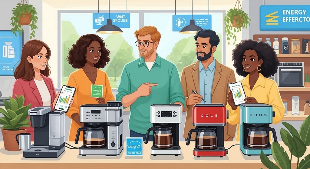 Comparison table of coffee maker wattage and energy consumption