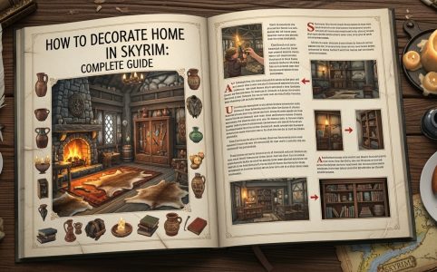 Skyrim Lakeview Manor fully decorated interior crafting room layout