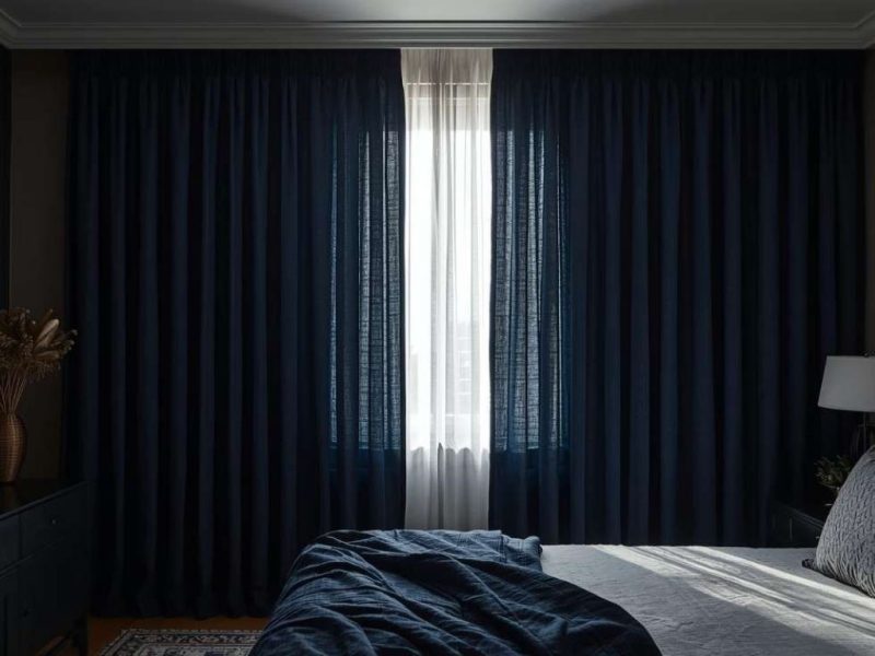 Blackout curtains keeping a bedroom cool during a sunny day