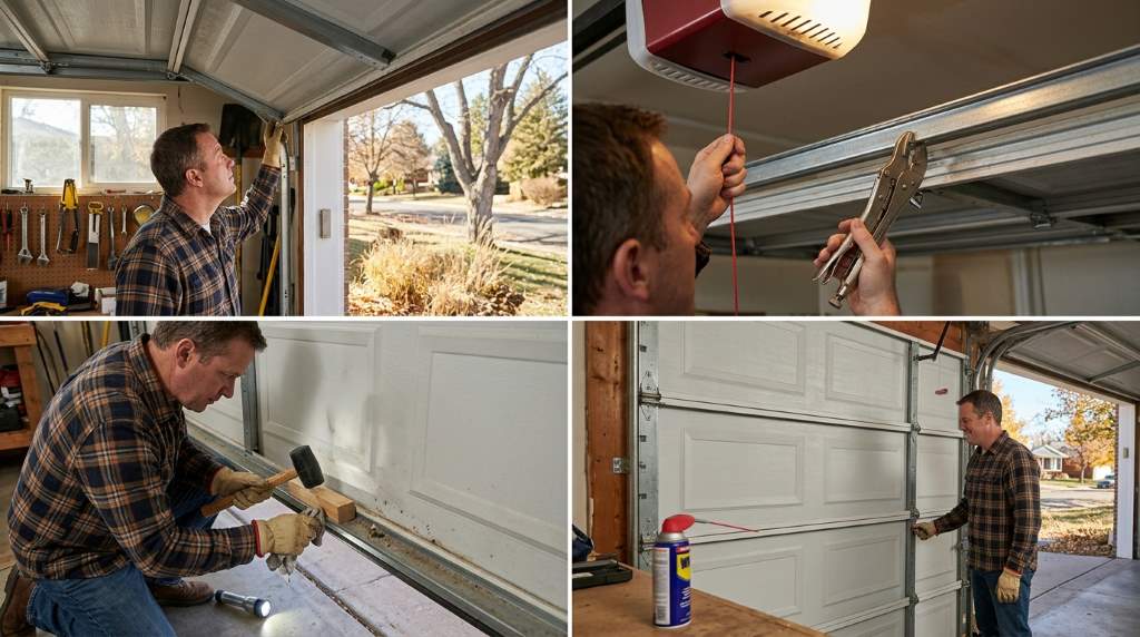 Garage door rollers moving smoothly inside overhead track