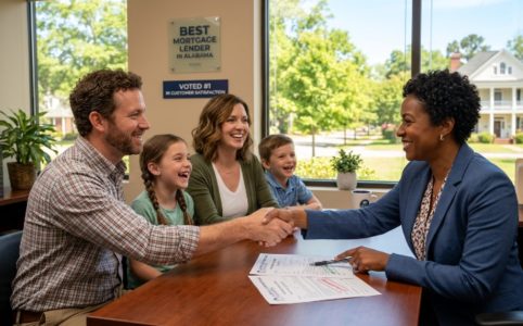 Best mortgage lenders in Alabama helping a family finance their new home