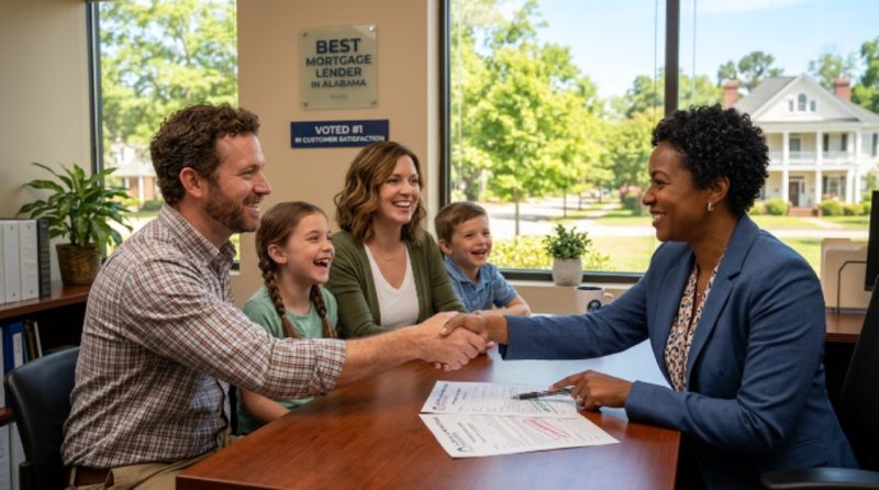 Best mortgage lenders in Alabama helping a family finance their new home