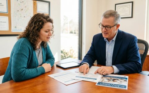 Homebuyer comparing the lowest mortgage rates in Alabama with a lender
