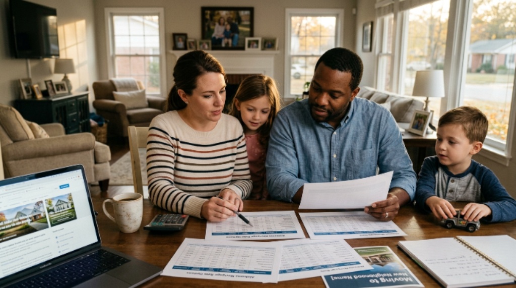 Family reviewing Alabama mortgage rate options before buying a new home