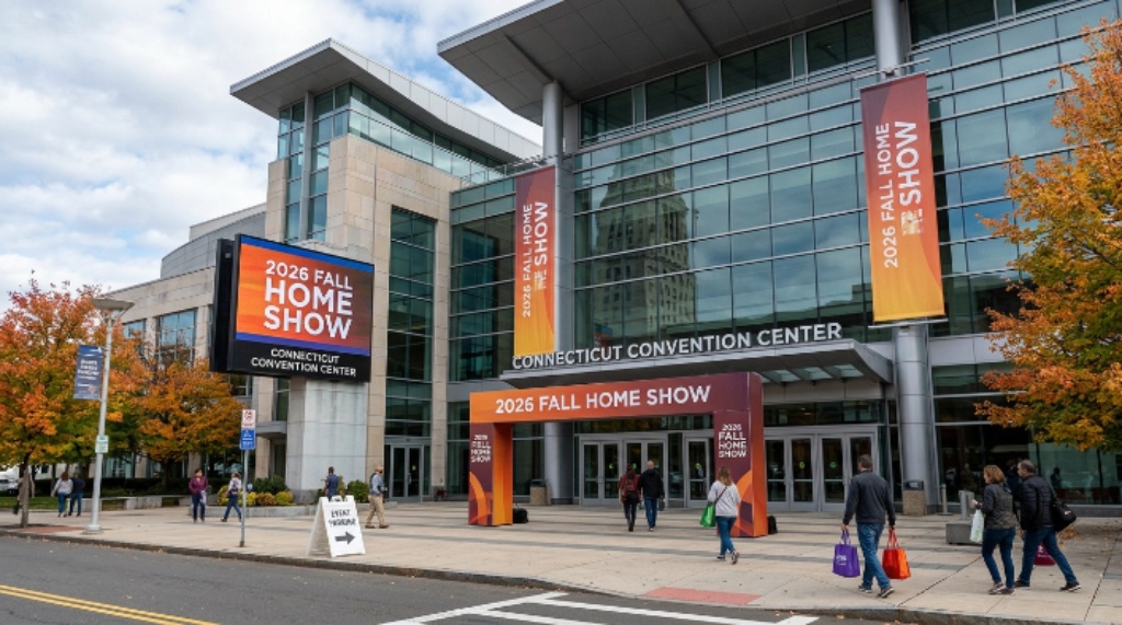 Connecticut Convention Center entrance ahead of the 2026 Fall Home Show